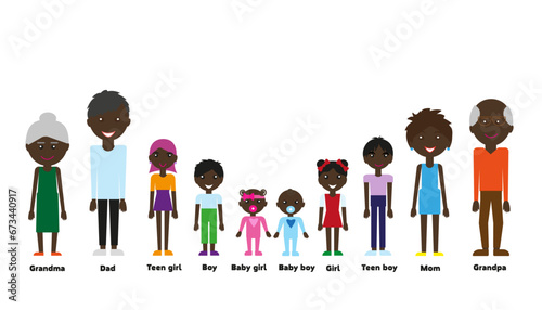 Flat set_family members_dark skinned