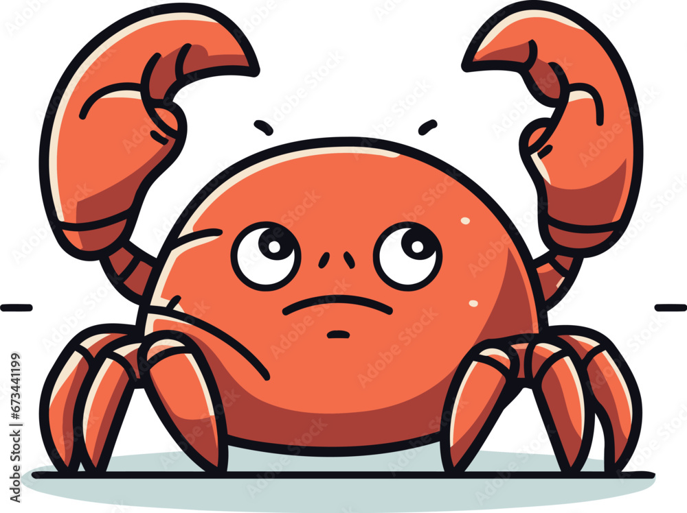 Fototapeta premium Crab character. Vector illustration of a cute cartoon crab character.