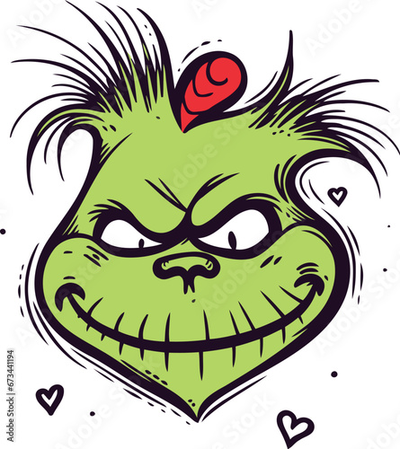 Vector illustration of a cartoon monster with a heart on his head.