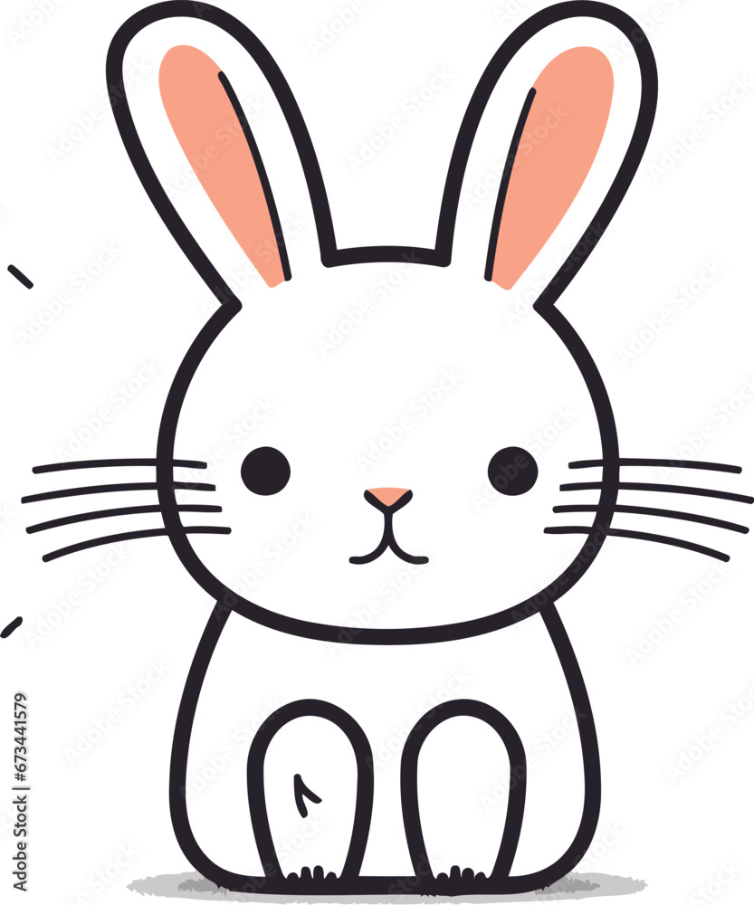 Cute cartoon rabbit. Vector illustration on white background. Happy Easter. Cute cartoon rabbit. Vector illustration on white background. Happy Easter.