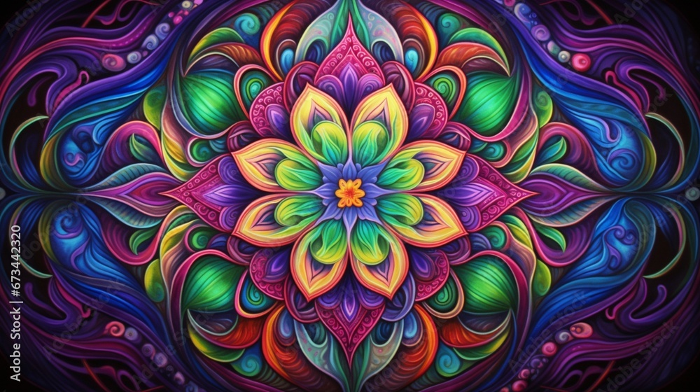 a stunningly colorful and complex mandala, a visual feast for the eyes.