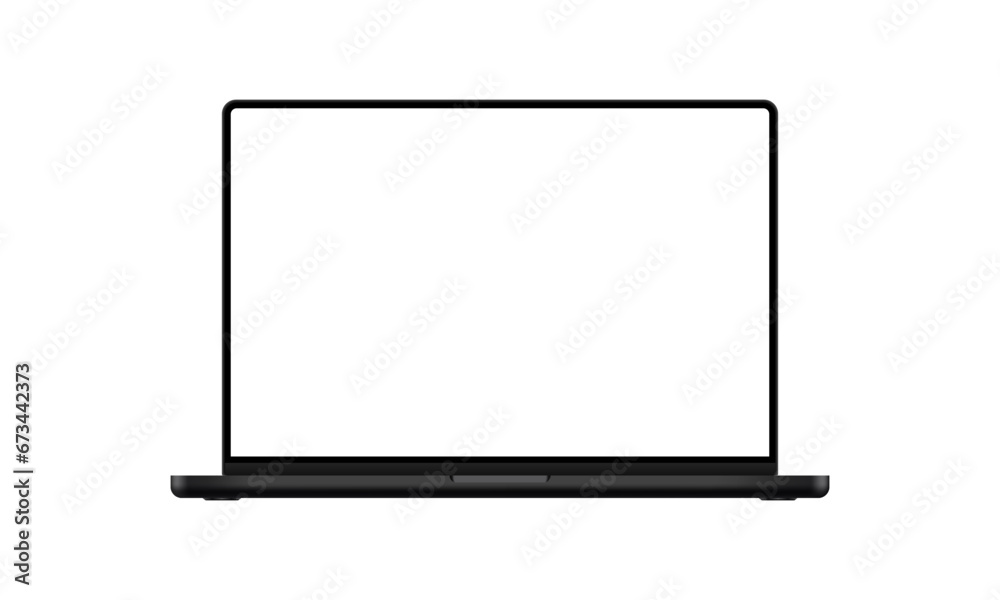 Laptop Dark Mockup With Blank Screen, Front View. Vector Illustration Laptop Dark Mockup With Blank Screen, Front View. Vector Illustration