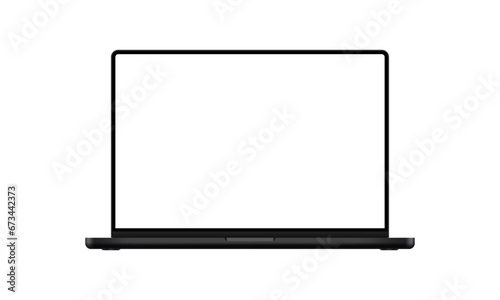Laptop Dark Mockup With Blank Screen, Front View. Vector Illustration