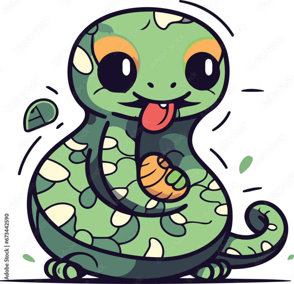 Naklejka premium Cute cartoon snake. Vector illustration. Isolated on white background.