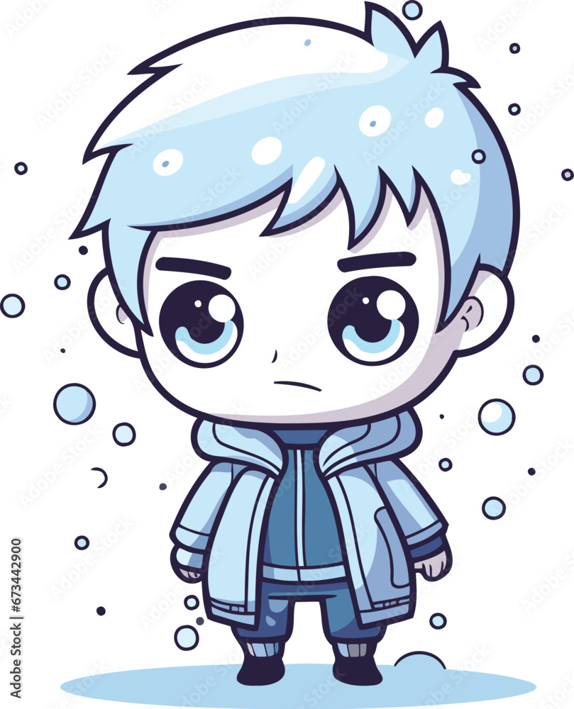 Cute boy in winter clothes. Vector illustration in cartoon style. Cute boy in winter clothes. Vector illustration in cartoon style.