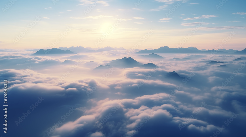 Sky's Embrace Drone Shot Above the Clouds
