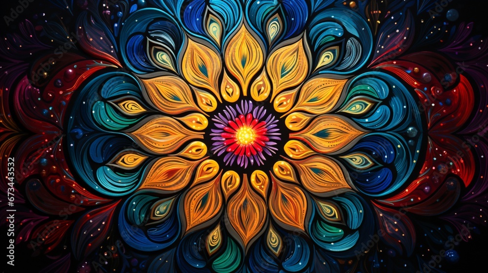 a mesmerizing and intricate mandala, every color a brushstroke of wonder. a mesmerizing and intricate mandala, every color a brushstroke of wonder.