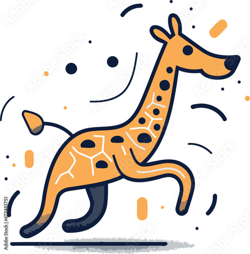 Vector illustration of cute cartoon giraffe. Line art design for web. site. advertising. banner. poster. board and print.