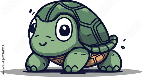 Cute cartoon turtle. Vector illustration isolated on a white background.