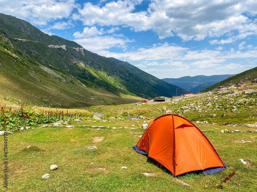 Tent camping on the Black Sea Kavrun plateau.