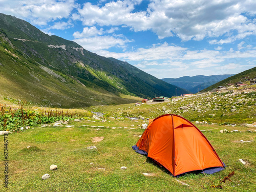 Tent camping on the Black Sea Kavrun plateau.