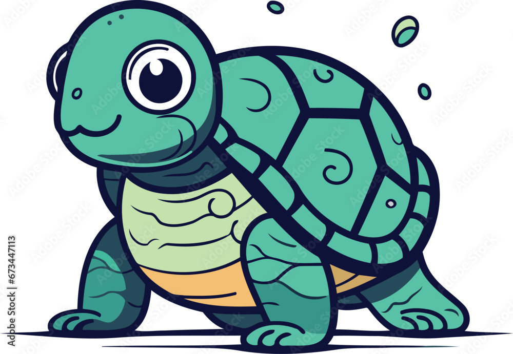 Cute cartoon turtle. Vector illustration isolated on a white background. Cute cartoon turtle. Vector illustration isolated on a white background.