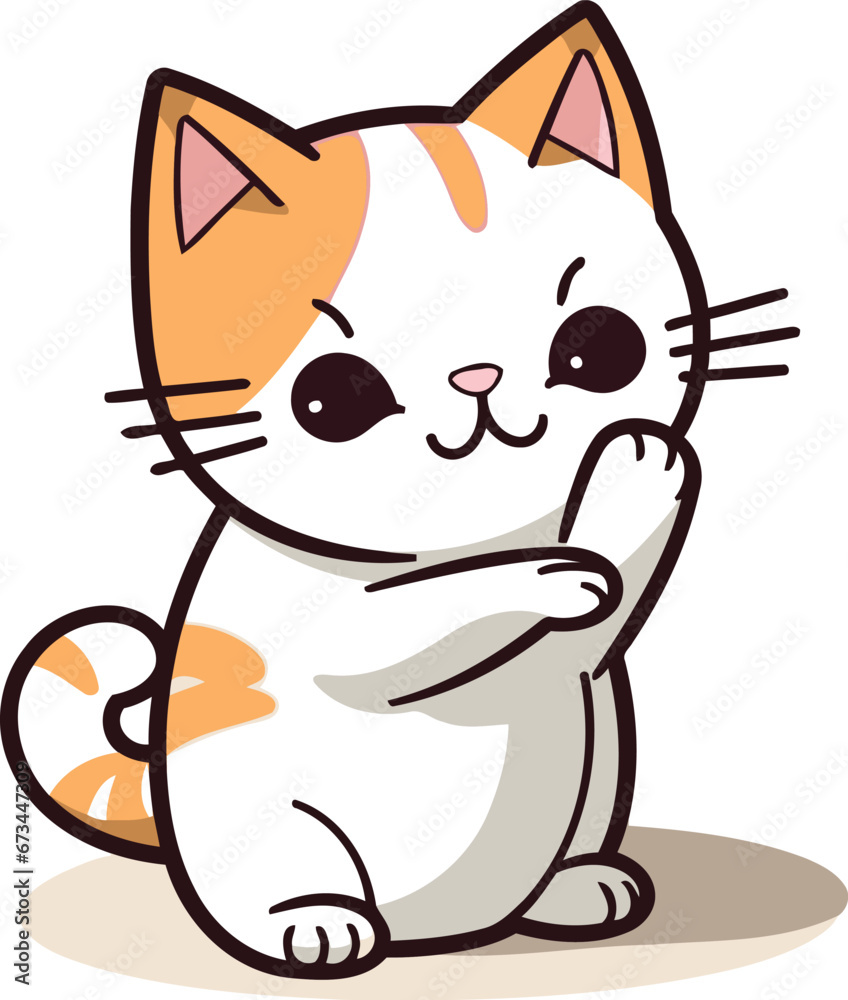 Cute cartoon cat. Vector illustration isolated on a white background.