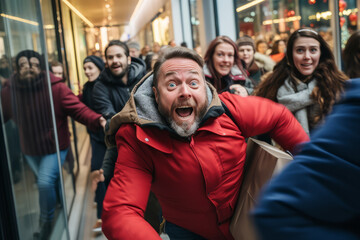 Shoppers rushing and fighting over discounted products on black friday