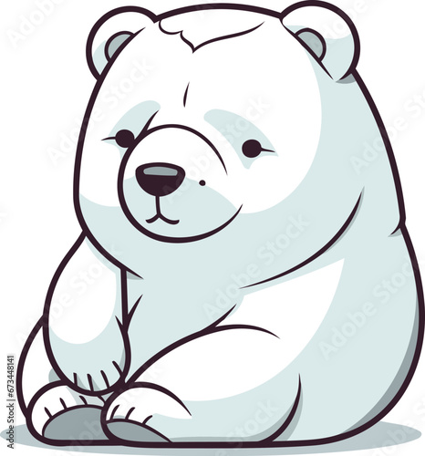 Polar bear. Vector illustration of a cartoon polar bear sitting.
