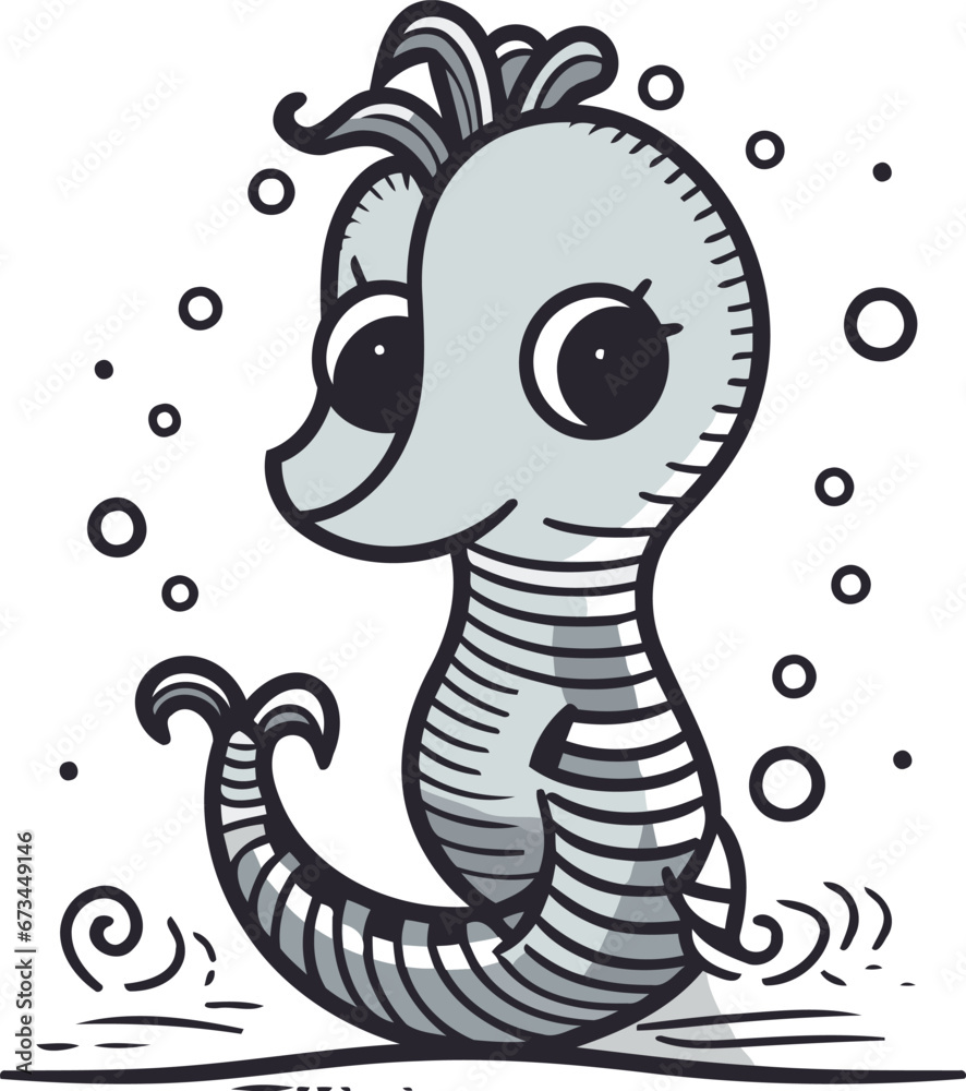Fototapeta premium Cute cartoon seahorse isolated on white background. Vector illustration.