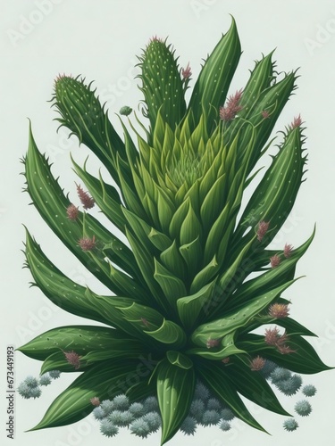 a drawing of an aloe vera plant with green leaves © Ipixeler