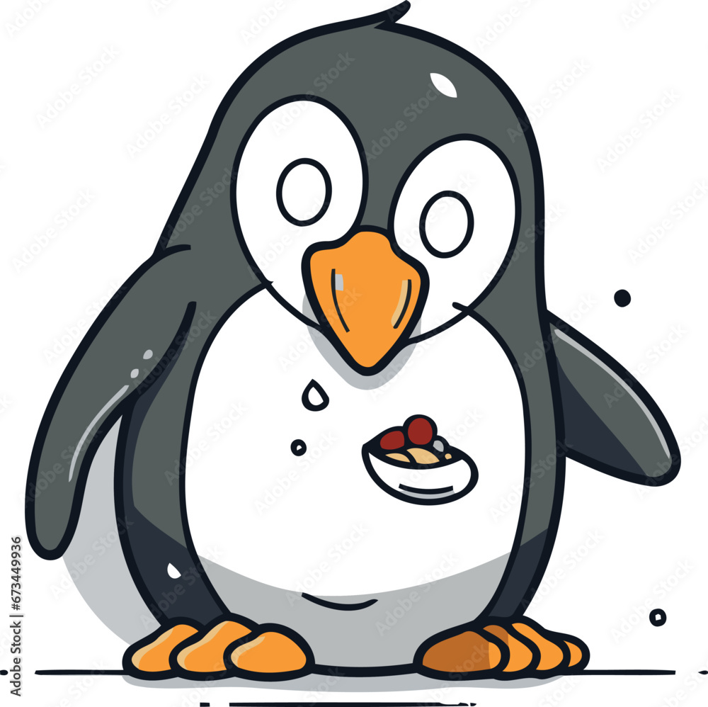Fototapeta premium Cute cartoon penguin. Vector illustration of funny penguin.
