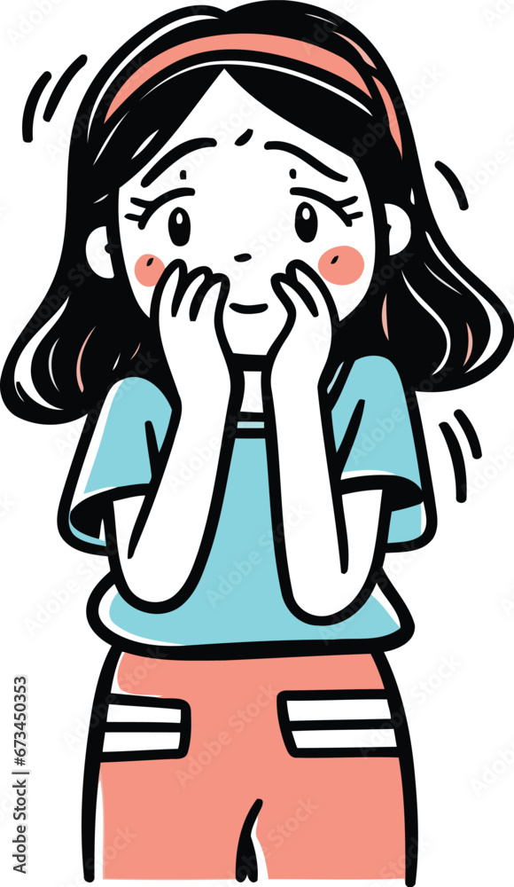 Young woman suffering from toothache. Vector illustration on white background. Young woman suffering from toothache. Vector illustration on white background.