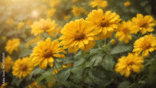 Yellow flowers in watercolor