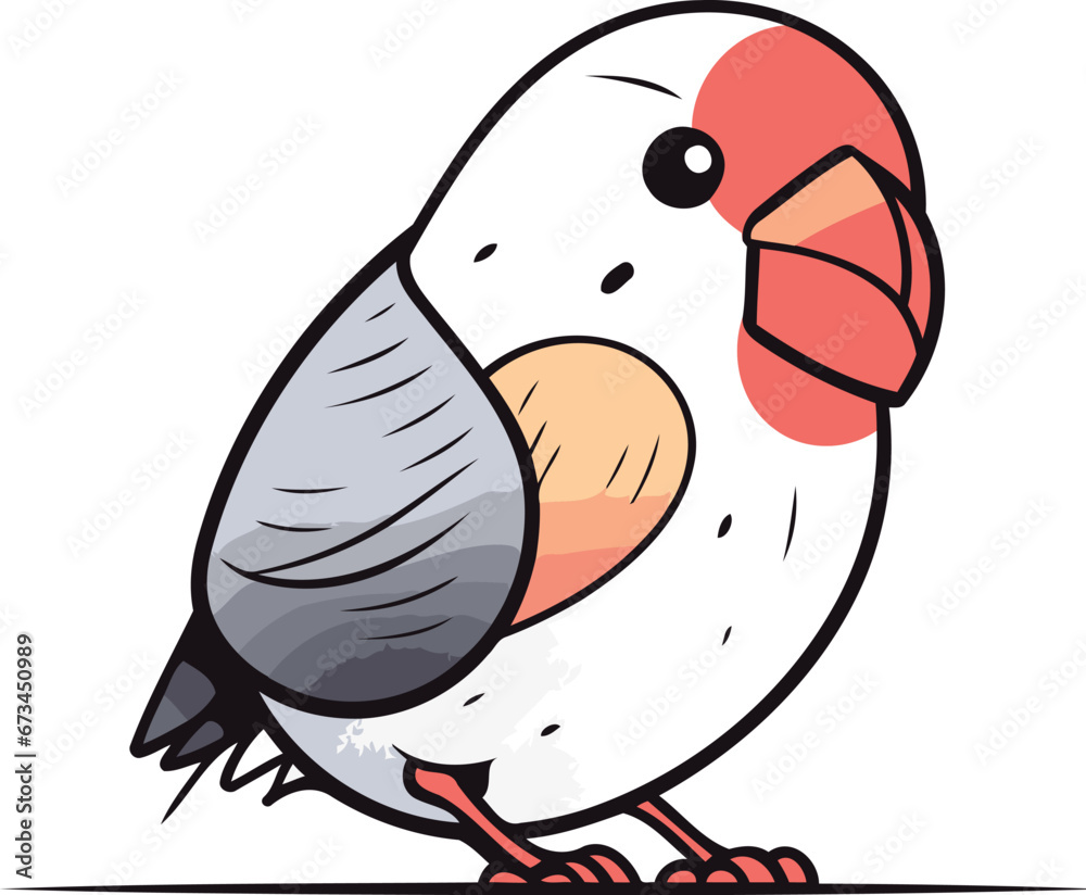 Vector illustration of a cute cartoon bullfinch isolated on white background. Vector illustration of a cute cartoon bullfinch isolated on white background.