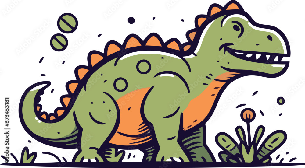 Cute dinosaur. Vector illustration in cartoon style. Isolated on white background. Cute dinosaur. Vector illustration in cartoon style. Isolated on white background.