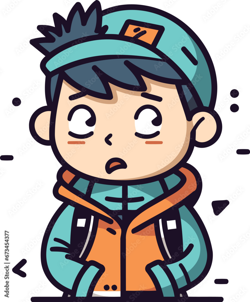 Cute little boy in winter clothes. Vector illustration in cartoon style. Cute little boy in winter clothes. Vector illustration in cartoon style.