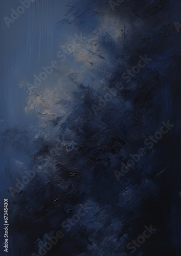 a painting of a dark blue sky with clouds. Expressive Sapphire color oil painting background
