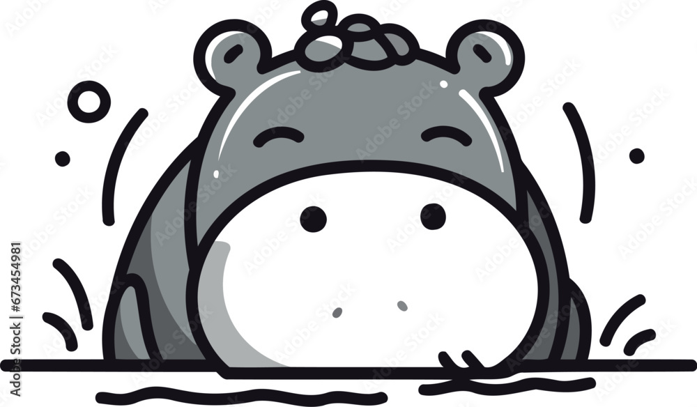 Cute hippopotamus doodle icon. Vector illustration. Cute hippopotamus doodle icon. Vector illustration.