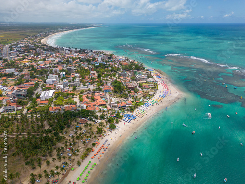 Aerial view of Porto De Galinhas beach in the city of Ipojuca, Pernambuco, Brazil
