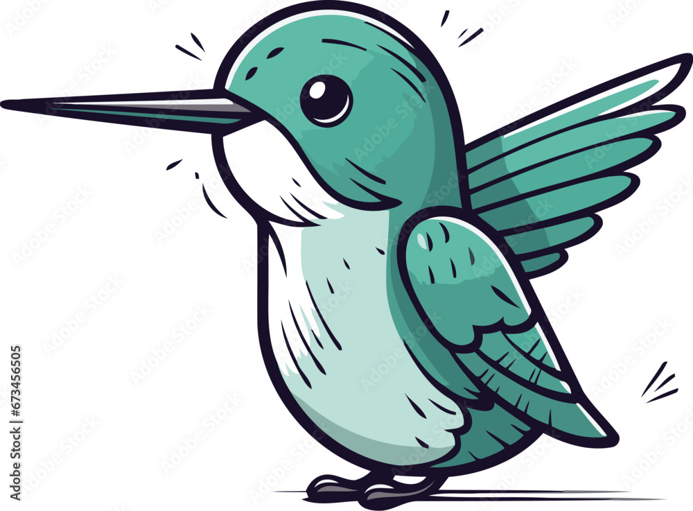 Fototapeta premium Cute cartoon hummingbird. Vector illustration isolated on white background.