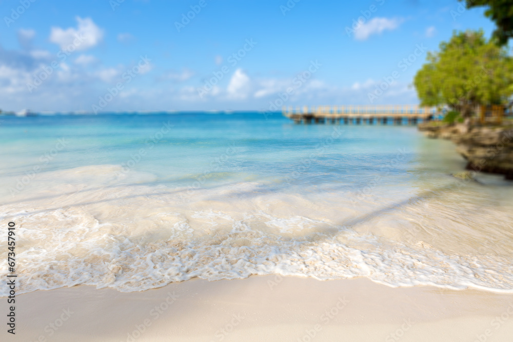 Nature landscape view of beautiful tropical beach and sea in sunny day.