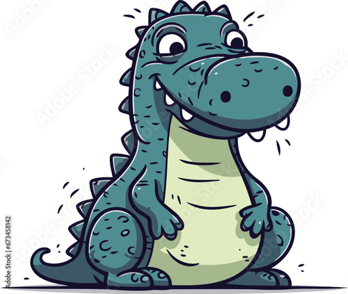 Cute cartoon crocodile. Vector illustration isolated on white background.