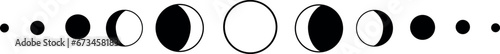 Moon phases astrology border page. Moon phase lunar divider.