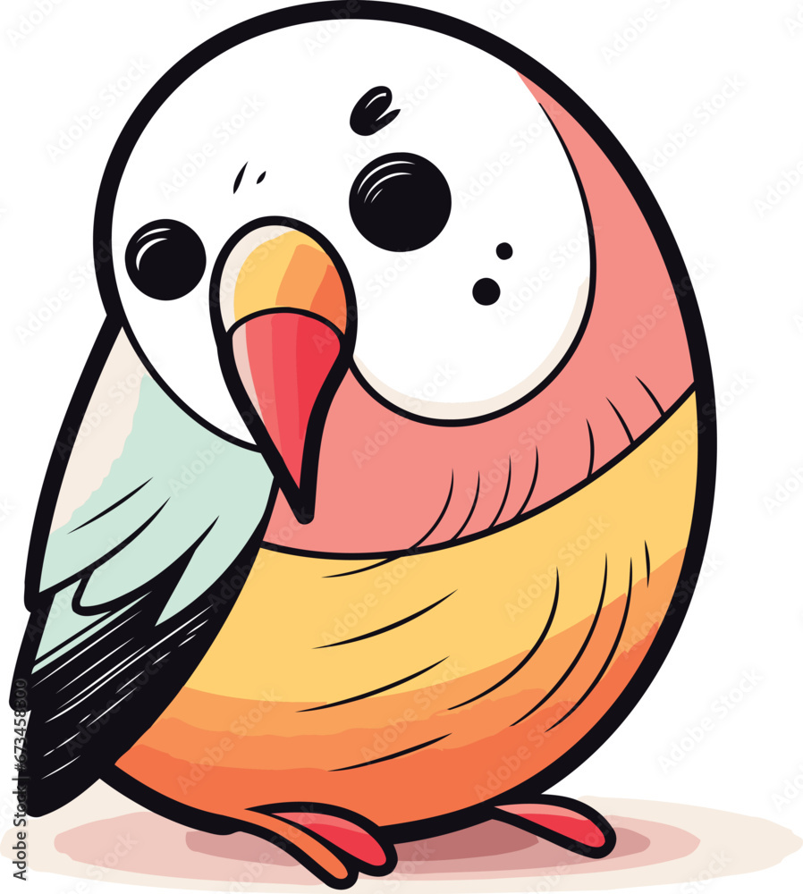 Cartoon cute parrot. Vector illustration isolated on white background. Cartoon cute parrot. Vector illustration isolated on white background.