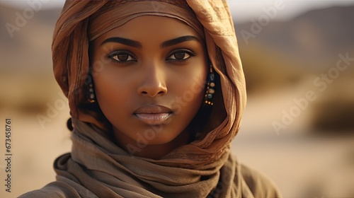 Somali woman in desert photo