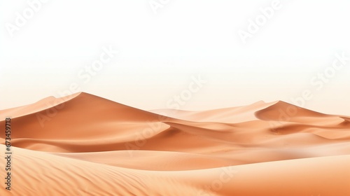 Desert Waves: Sand Dunes Isolated on White Background. Generative ai