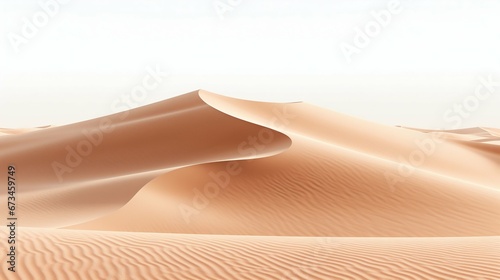 Desert Waves: Sand Dunes Isolated on White Background. Generative ai
