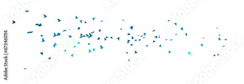 A flock of blue watercolor flying birds. Free birds abstraction. hand drawing. Not AI, Illustrat3. Vector illustration
