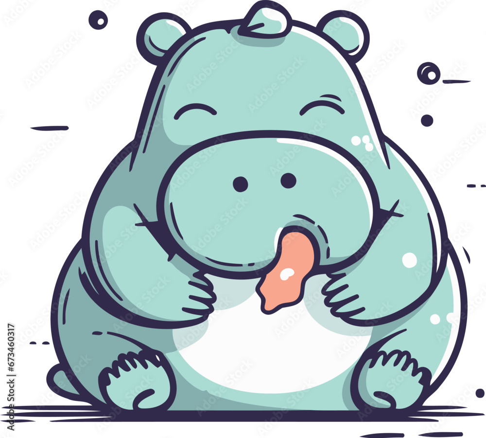 Fototapeta premium Cute hippopotamus. Vector illustration. Isolated on white background.