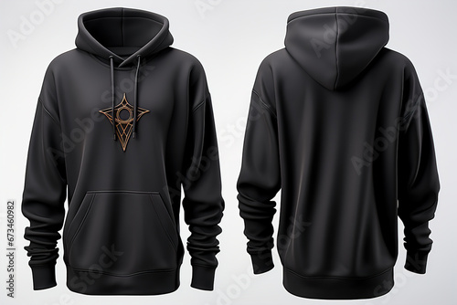 A black hoodie white isolated mockup.