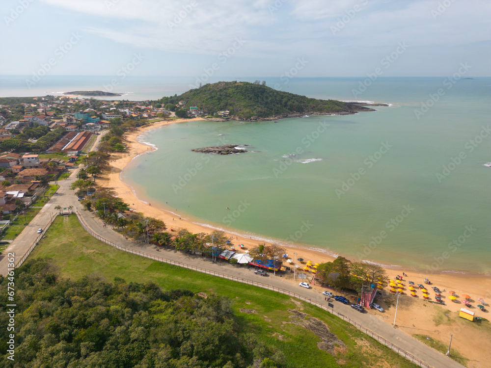 Aerial view of Setiba Beach in Setiba in the city of Guarapari, Espirito Santo, Brazil
