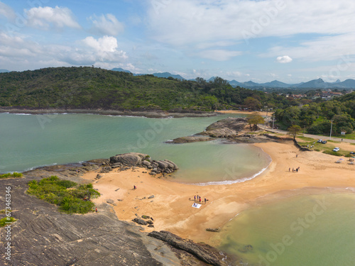 Aerial view of Setiba Beach in Setiba in the city of Guarapari, Espirito Santo, Brazil
 photo