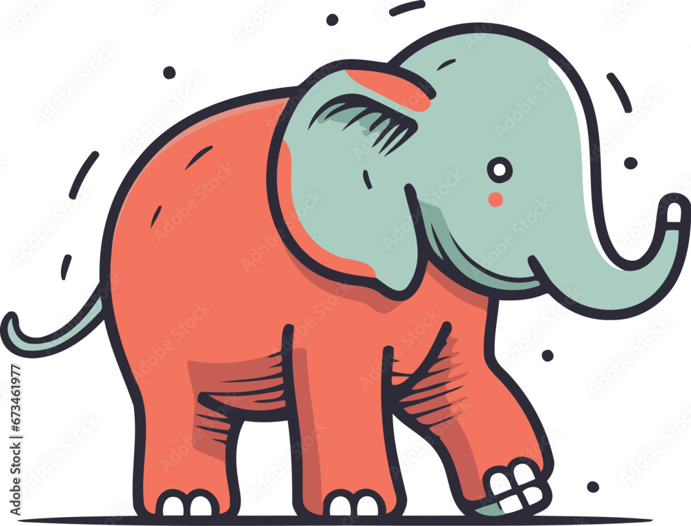 Cute cartoon elephant. Vector illustration isolated on a white background.