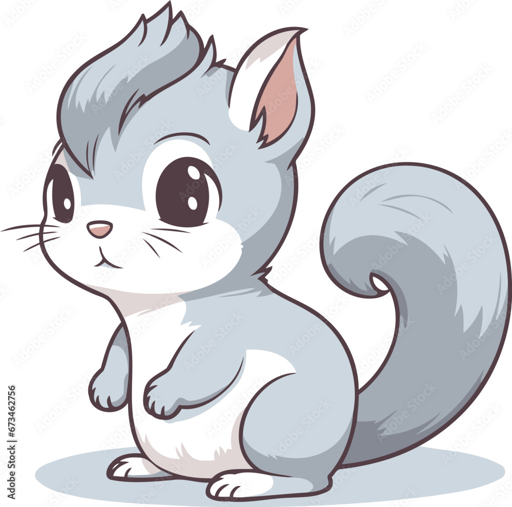 Cute squirrel on white background. Vector illustration of a gray squirrel. Cute squirrel on white background. Vector illustration of a gray squirrel.