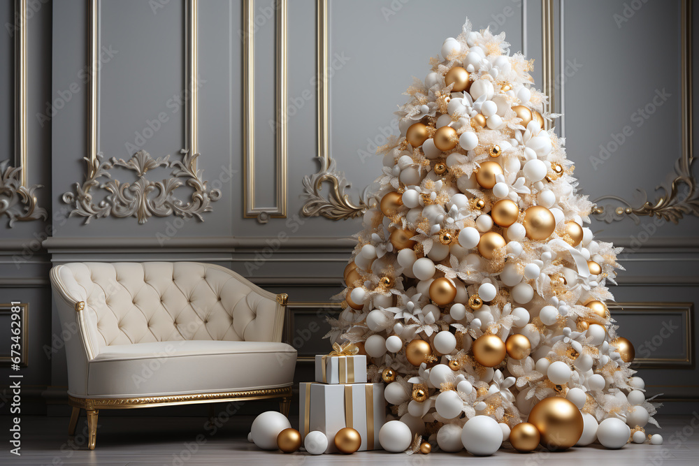 white christmas tree ina white luxury room white christmas tree ina white luxury room