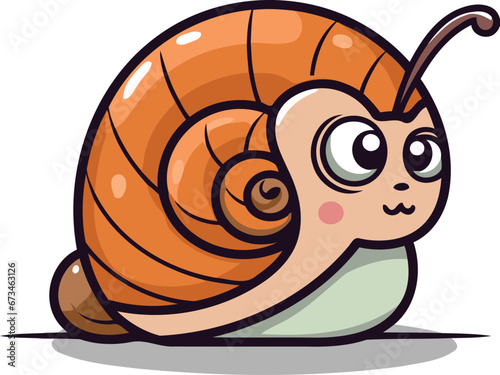 Cute cartoon snail. Isolated on white background. Vector illustration.