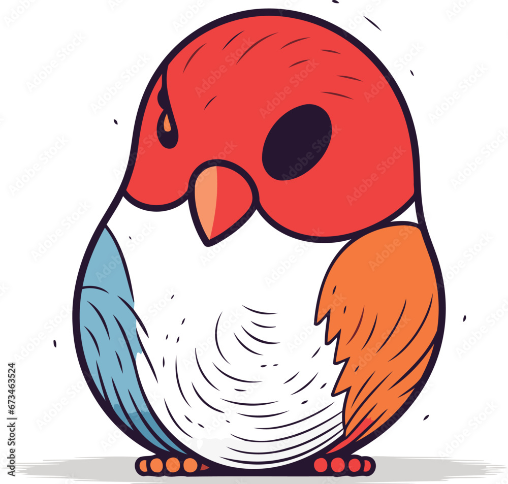 Cute cartoon bird. Vector illustration isolated on a white background.