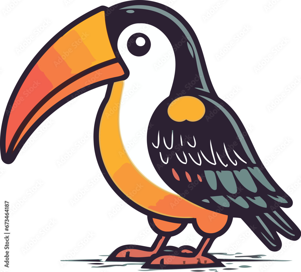 Obraz premium Toucan bird. Cartoon vector illustration isolated on white background.