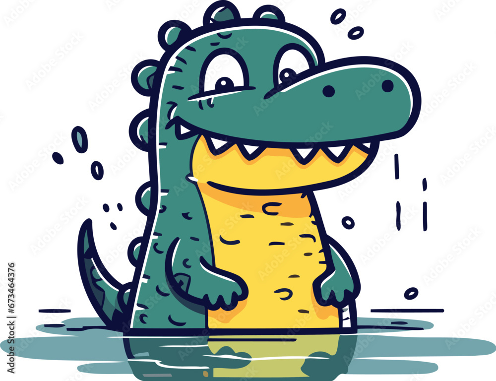 Obraz premium Crocodile vector illustration. Cute cartoon crocodile.